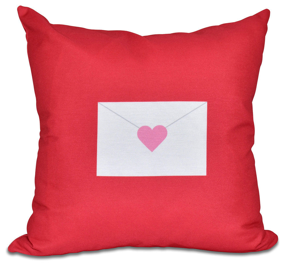 Valentine Print Pillow, Red, 26"x26"