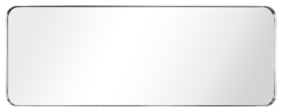 Ultra Stainless Steel Rectangular Wall Mirror, Silver, 18"x48", Brushed
