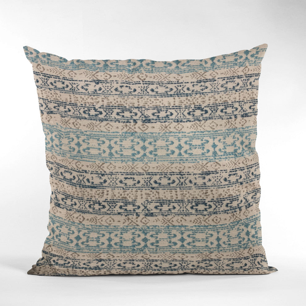 Plutus Blue Mayan Stripe Luxury Throw Pillow, 16"x16"