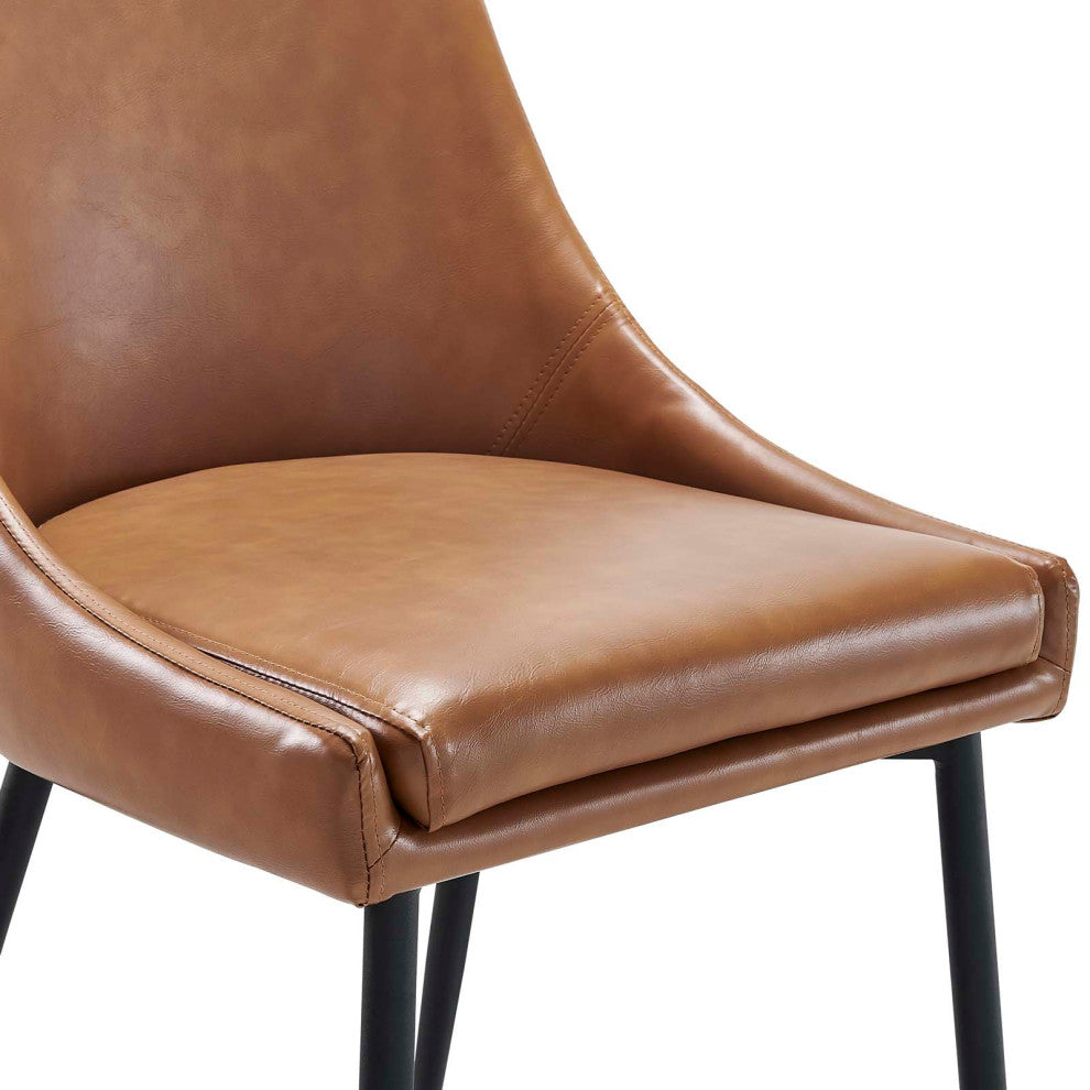 Viscount Vegan Leather Dining Chairs Set of 2 Black Tan