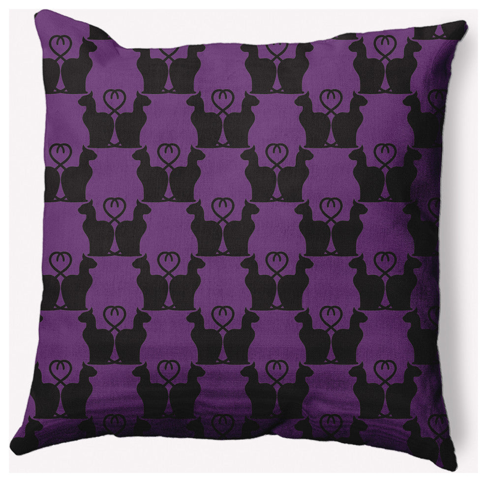20" x 20" Cat Clowder Indoor/Outdoor Polyester Throw Pillow, Amethyst