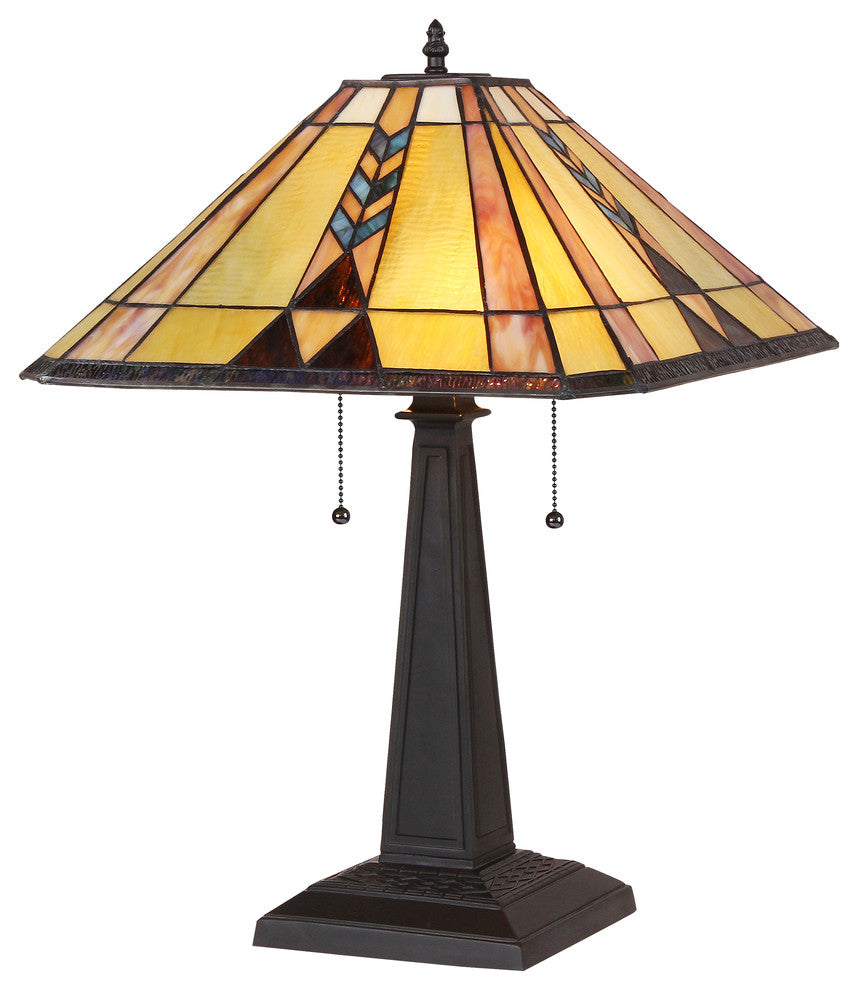 KENT Tiffany-style 2 Light Mission Table Lamp 16inches Shade