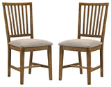 Set of 2 Upholstered Side Chair, Tan/Weathered Oak