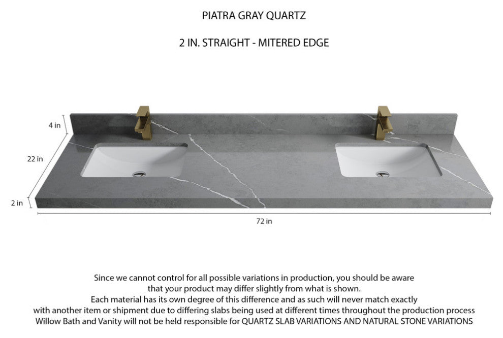 Cambridge 72 Double Sink Bath Vanity in Pewter Green 2" Piatra Gray