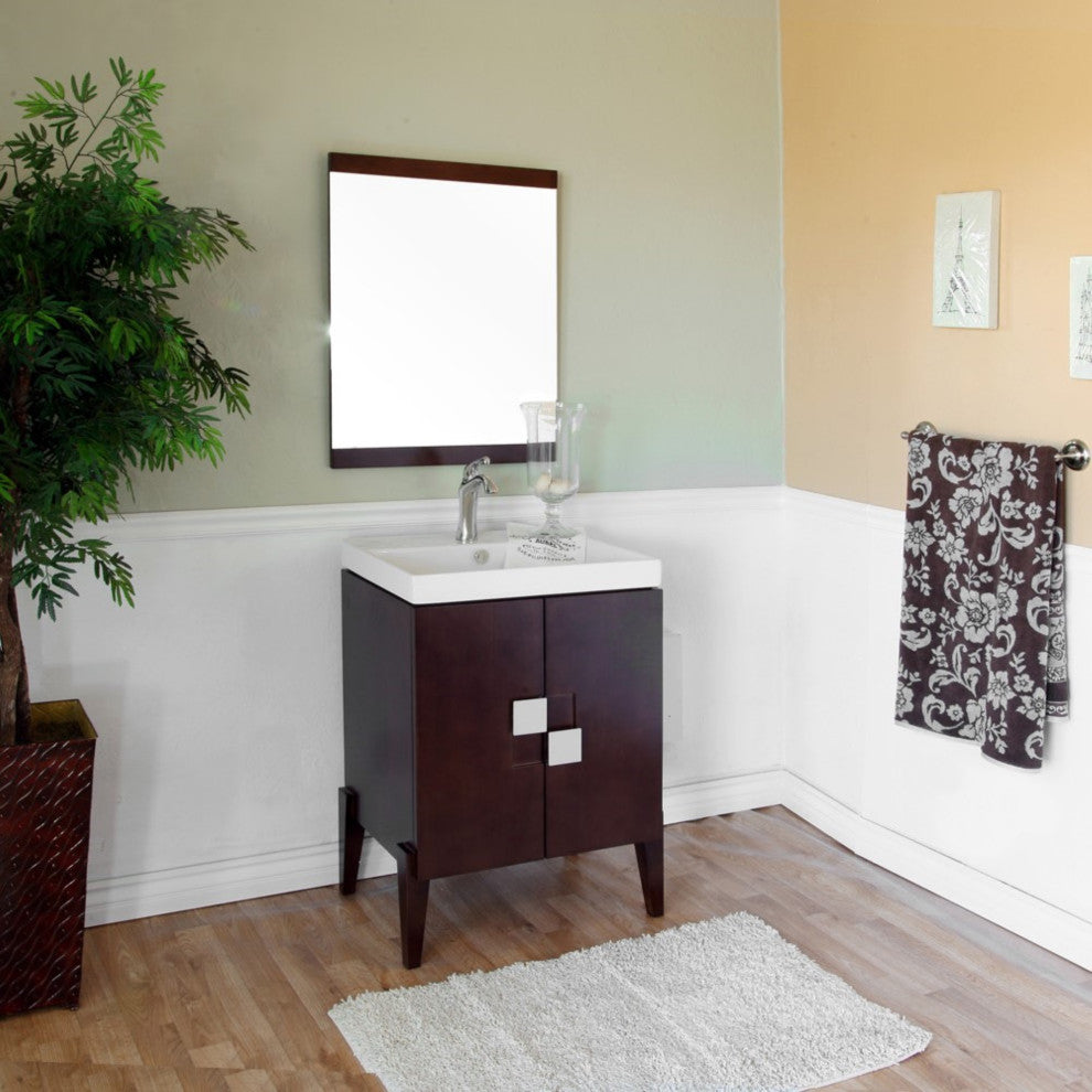 25" Single Sink Vanity-Wood-Walnut