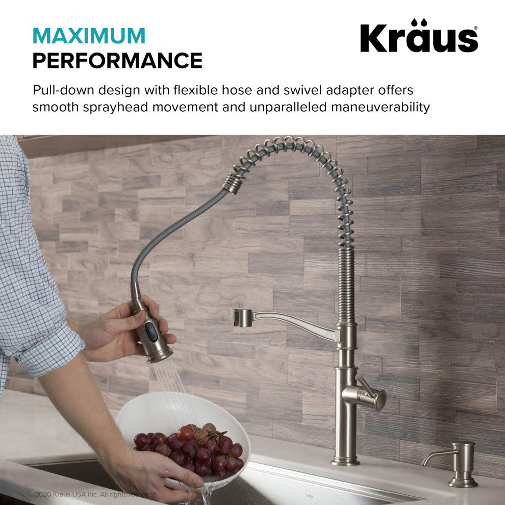Sellette Pull-Down Kitchen Faucet Spot Free, Soap Dispenser