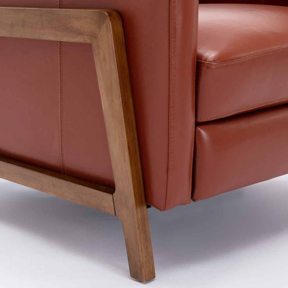 Reed Leather Push Back Recliner, Caramel