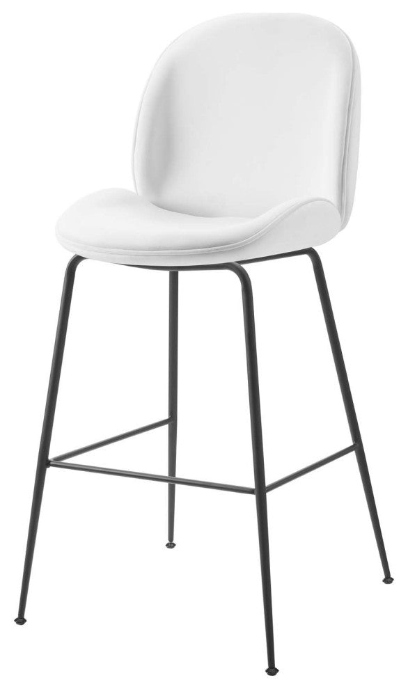 Bar Stool Chair Barstool, Velvet, Metal, White, Bar Pub Cafe Bistro Restaurant