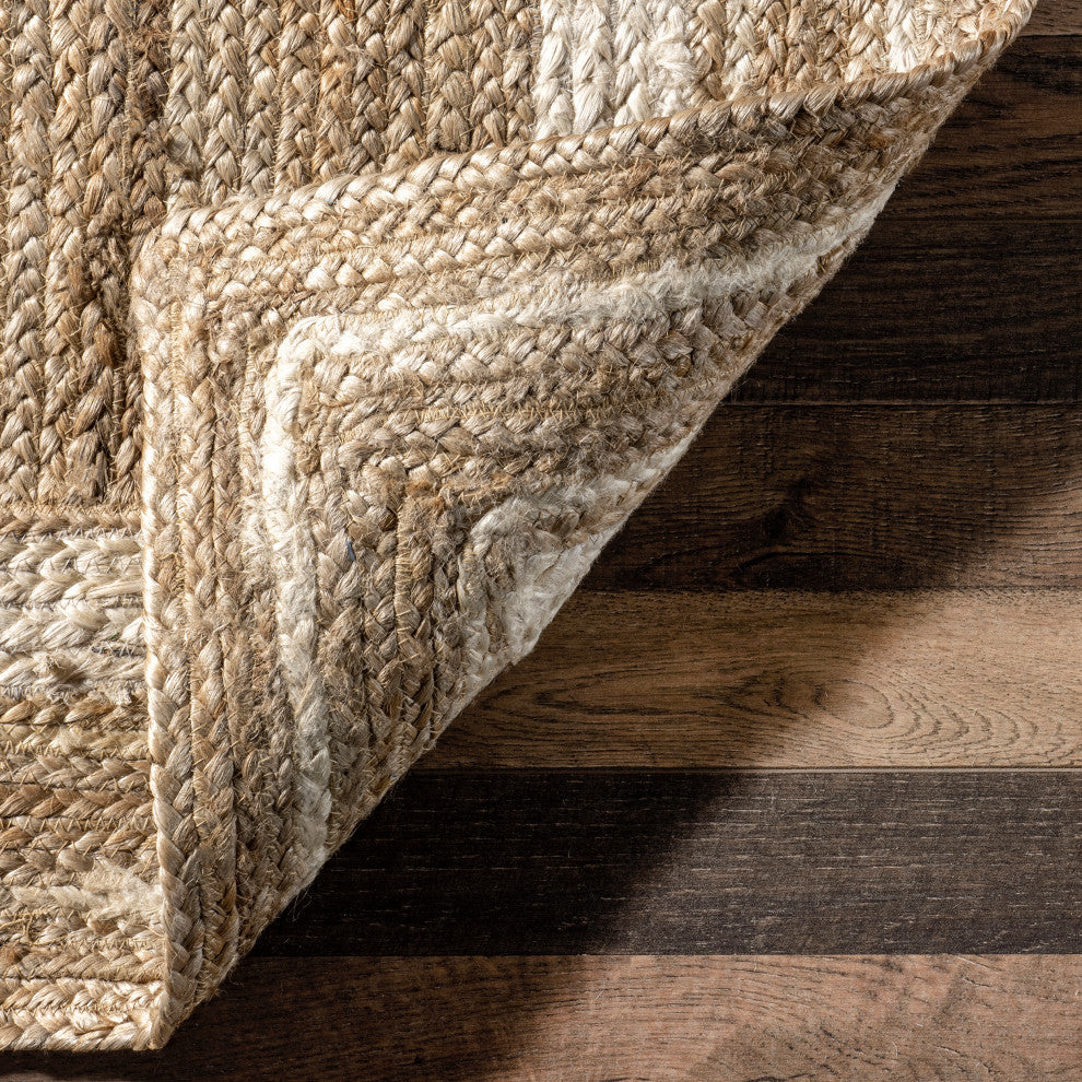 Nuloom Jute Braided Border Area Rug, Off White 5'x8'oval