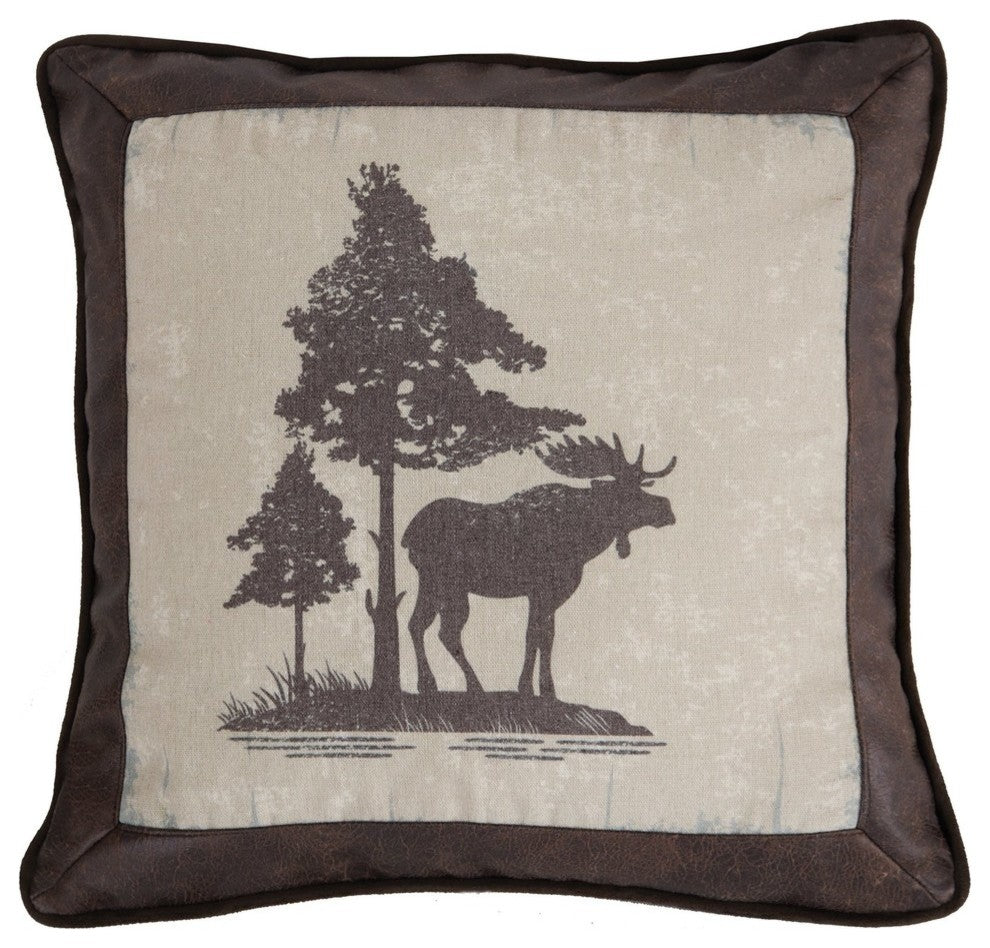 Carstens Vintage Moose Rustic Throw Pillow, 18"x18"