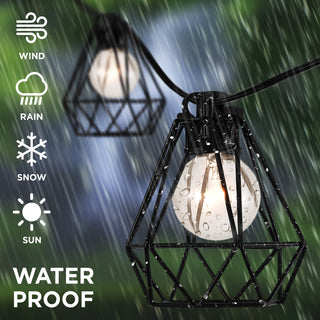10-Light Indoor/Outdoor 10' Contemporary G40 String Lights, Black
