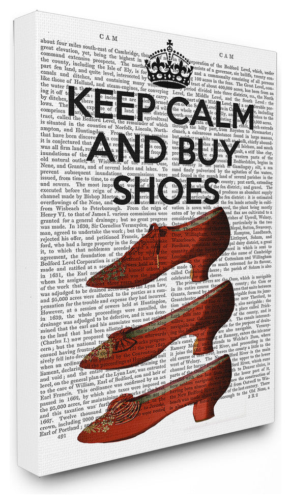 "Keep Calm And Buy Shoes" Stretched Canvas Wall Art