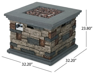 GDF Studio Crawford Outdoor Square Concrete Fire Pit with Tank Holder, Stone