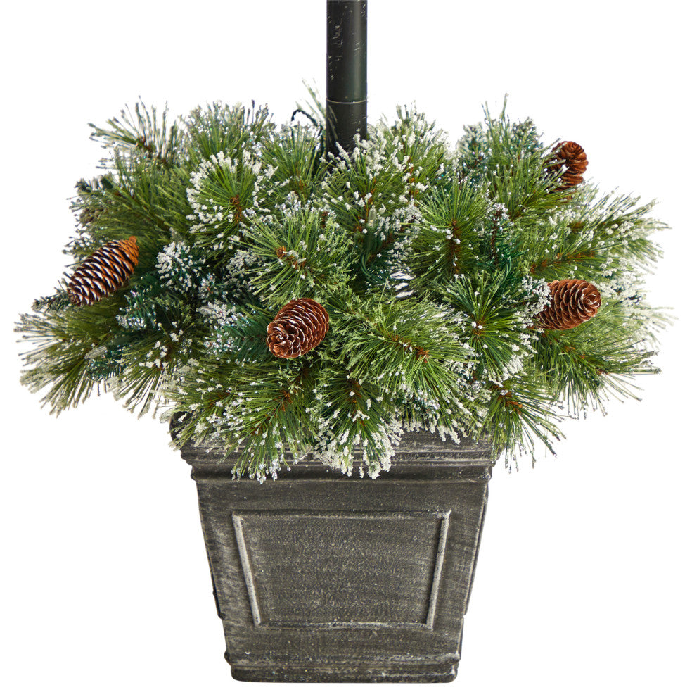 D1033 5 Holiday Pre-lit Decorated Lamp Post With Artificial Christmas Greenery