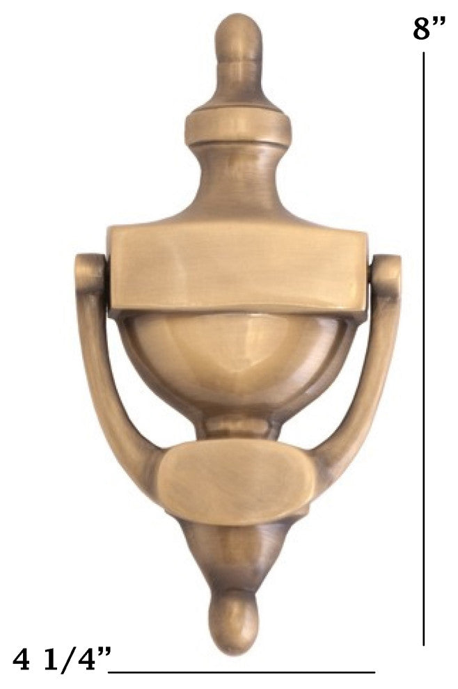Traditional Door Knocker 8", Antique Brass, 8"