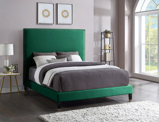Harlie Velvet Upholstered Bed, Green, King