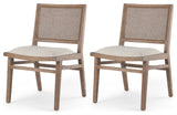 Wynn Cream Fabric With Cane And Light Brown Wood Frame Dining Chair (Set of 2)