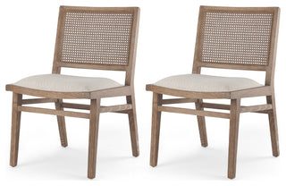 Wynn Cream Fabric With Cane And Light Brown Wood Frame Dining Chair (Set of 2)