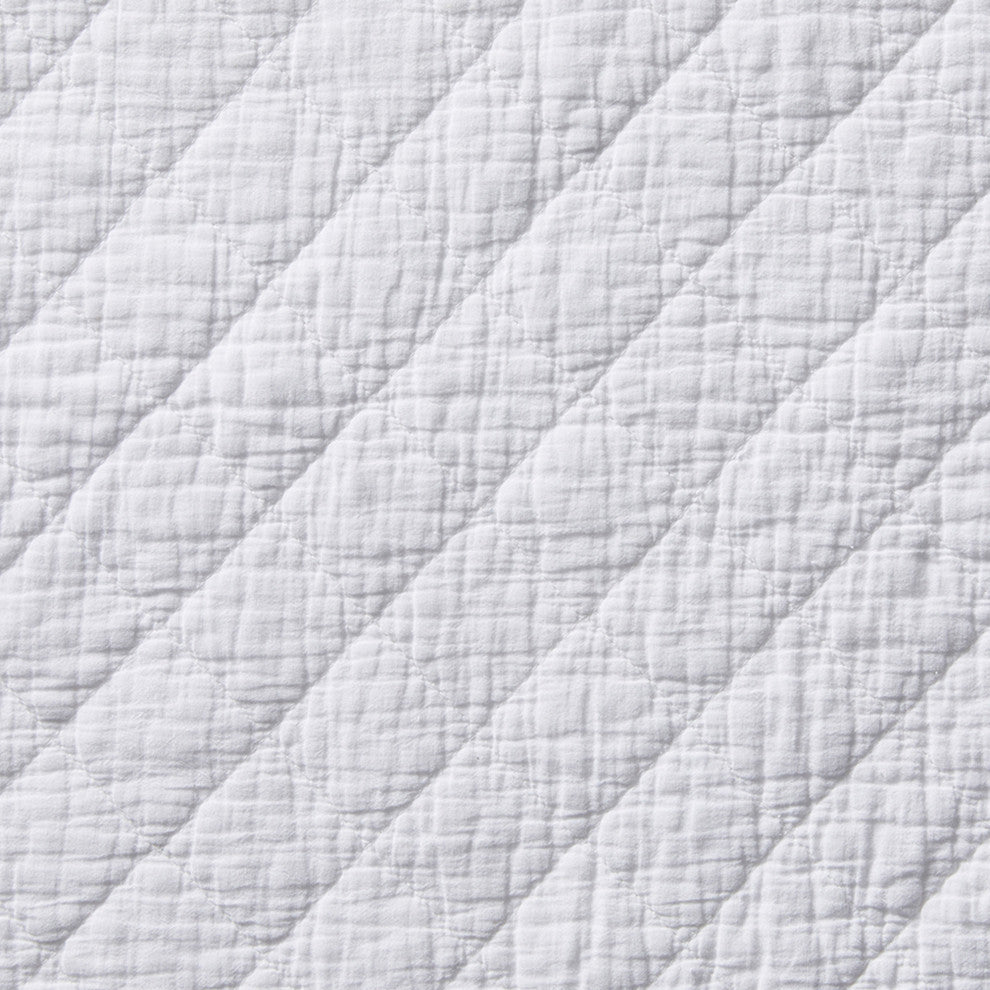Stonewashed Cotton Gauze Quilt Set, 3PC, Vintage White, Full/Queen