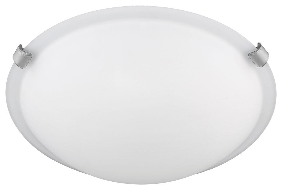 3 Light 16" W Round Alabaster Glass Flush mount With Satin Nickel and ORB Accent