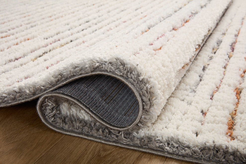 Loloi Levitt Shag Ivory / Multi 18" x 18" Sample Rug