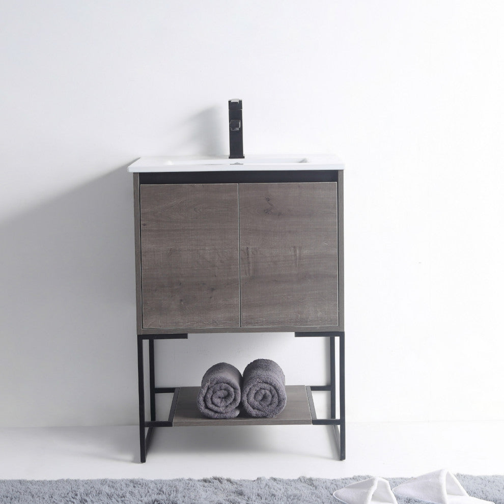 Urbania Vanity Set, Gray, 24", Single Sink