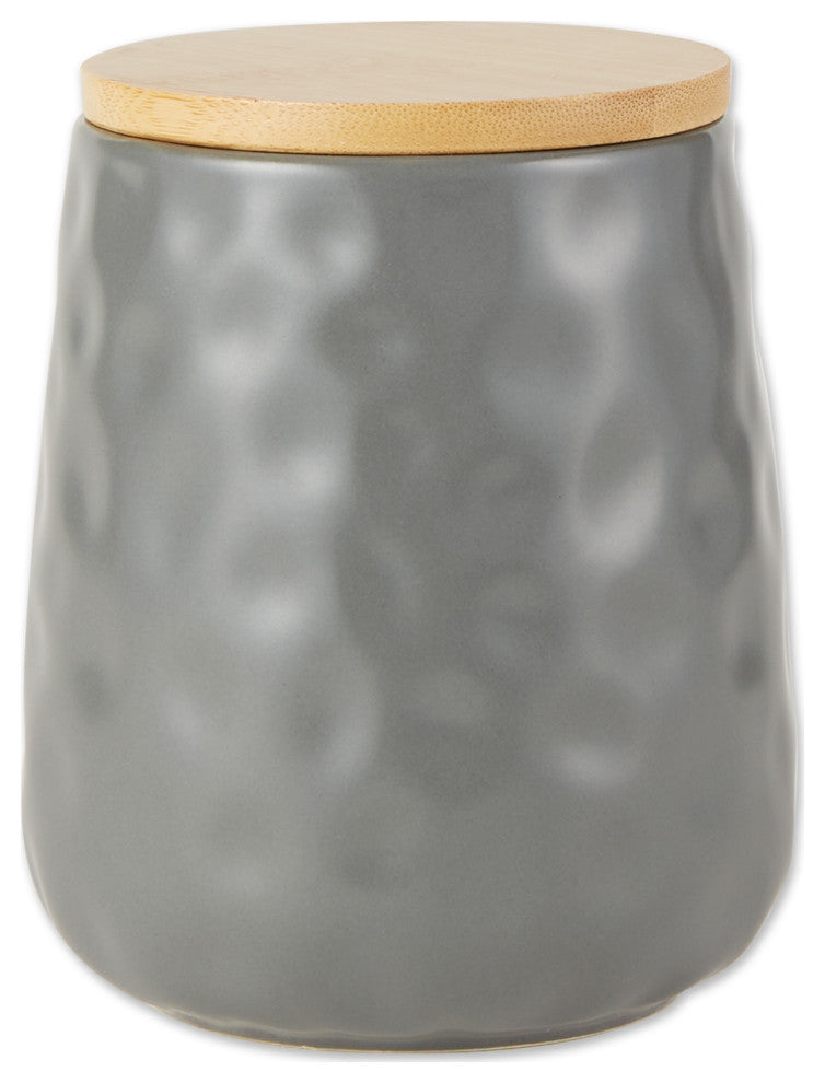 Gray Matte Dimple Texture Ceramic Canister (Set of 2)