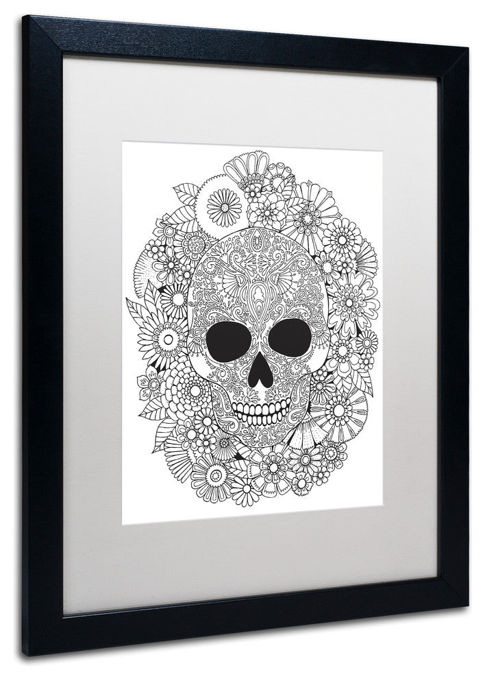 Hello Angel 'Sugar Skull Wreath' Art, Black Frame, White Mat, 20x16