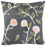 18" Decorative Pillow, Polyester Insert, Caroline Floral Gray Peach