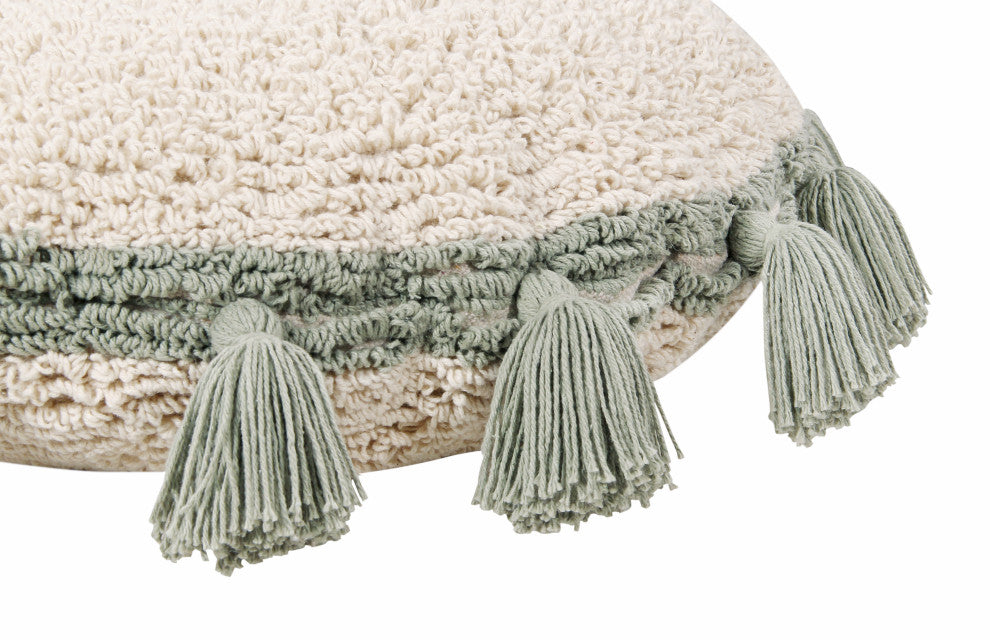 Circle Cushion, Natural/Medium Green