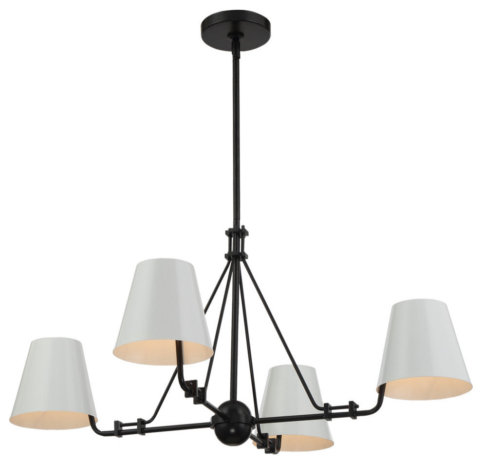Crystorama XAV-B8304-MK, 4-Light Chandelier, Matte Black