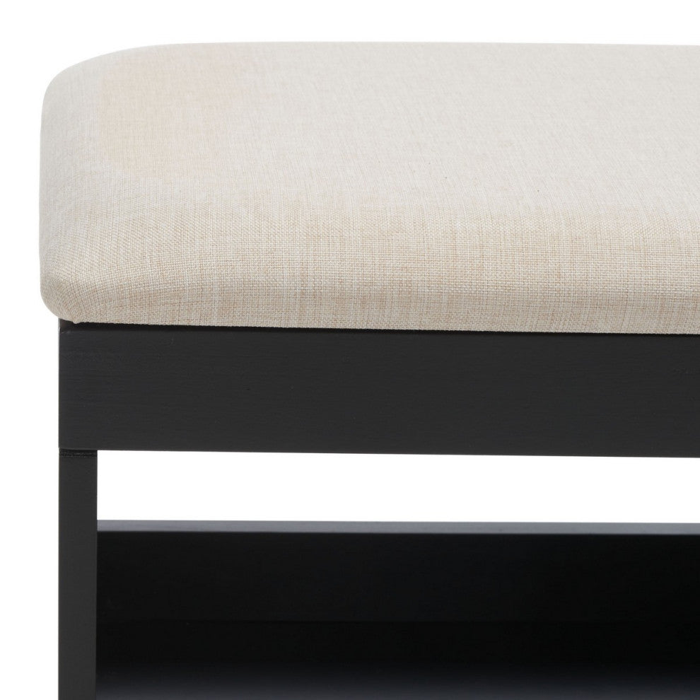 Safavieh Cricket Open Shelf Bench, Creme/Black