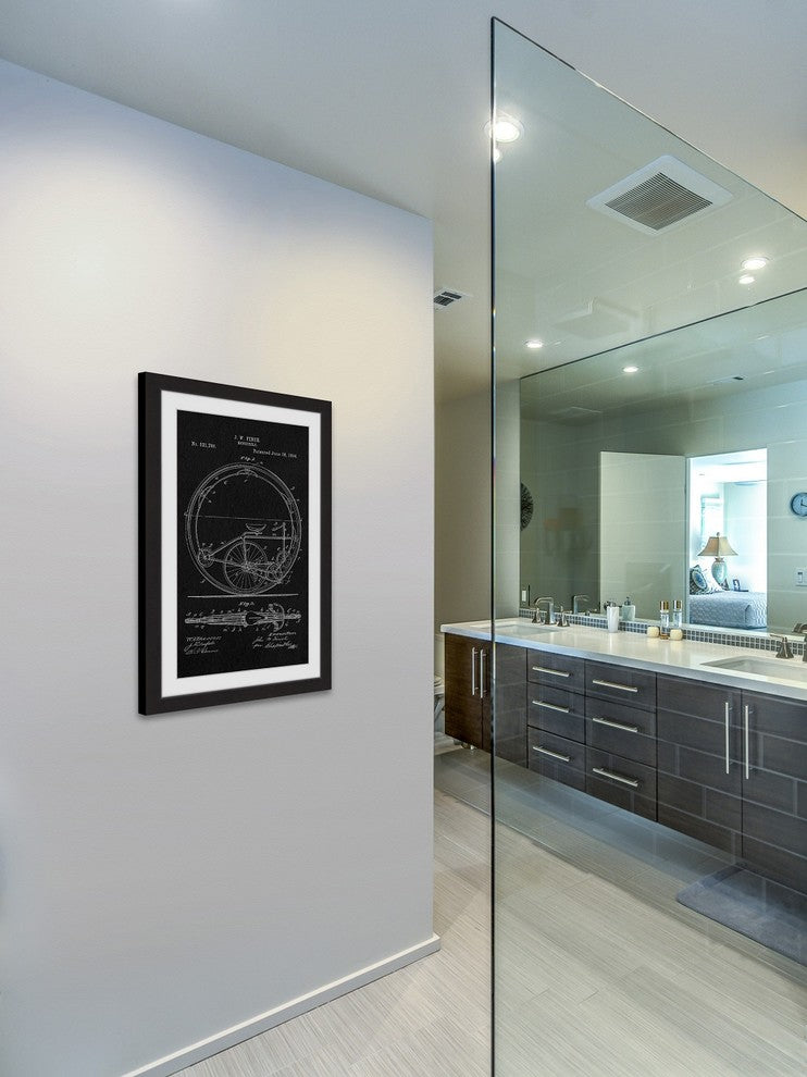 "Monocycle 1894 Black Paper" Framed Painting Print