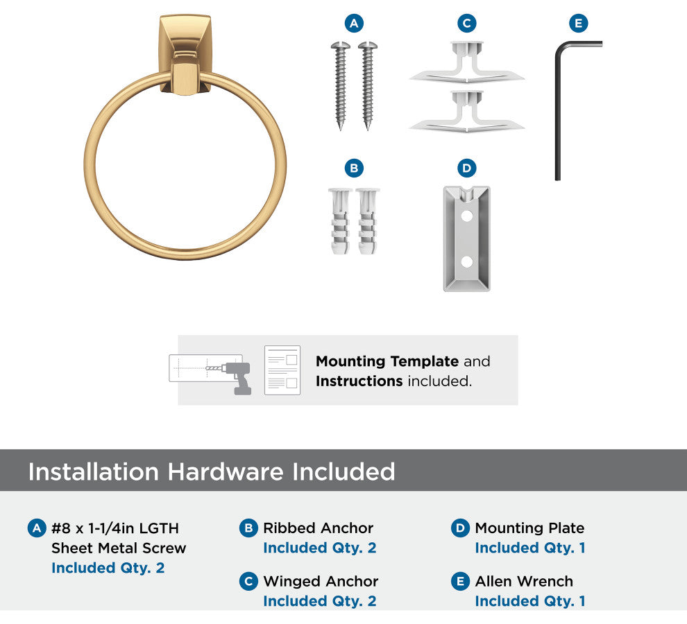 Amerock Highland Ridge Transitional Towel Ring, Champagne Bronze