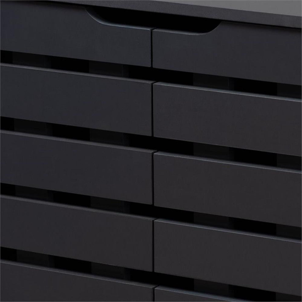 Shirley Dark Grayed 2-Door Wood Shoe Storage Cabinet With Open Shelves