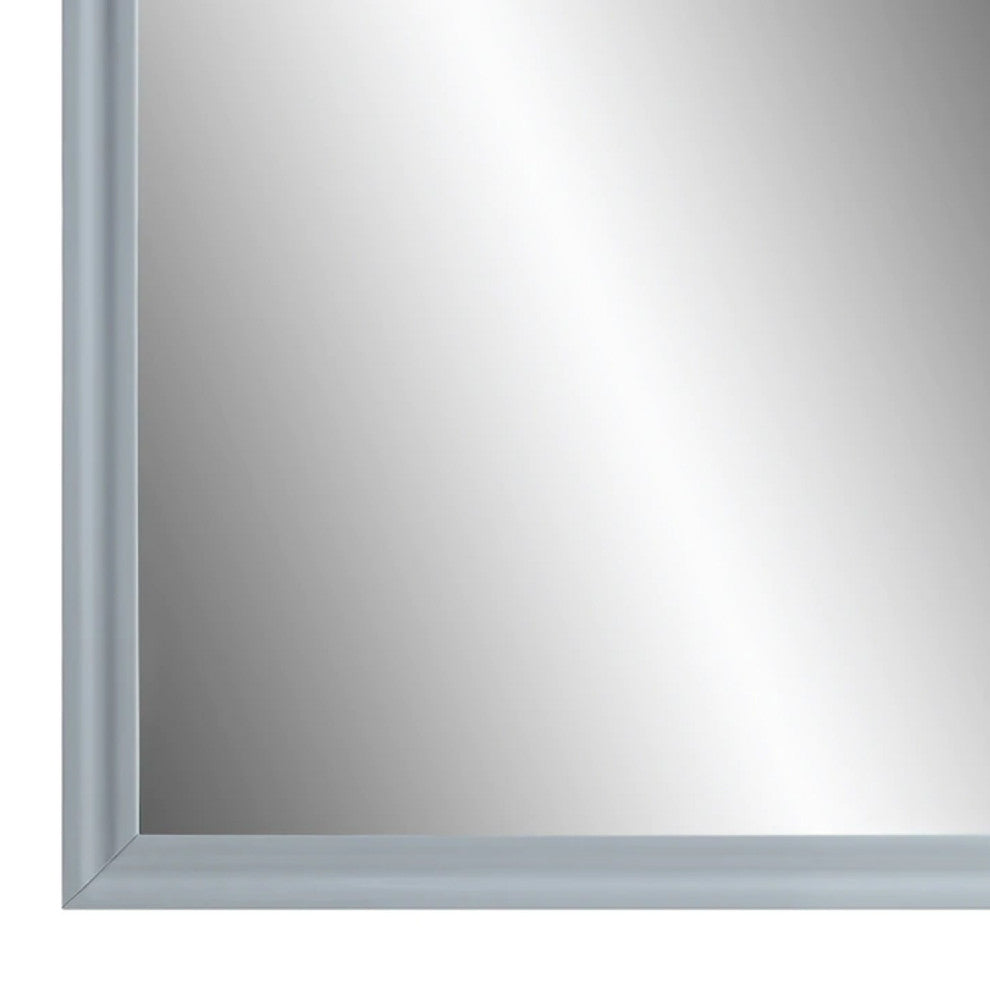 Benzara BM275527 Tyra 39" Wall Mirror, Rectangular Wood Frame, Gray