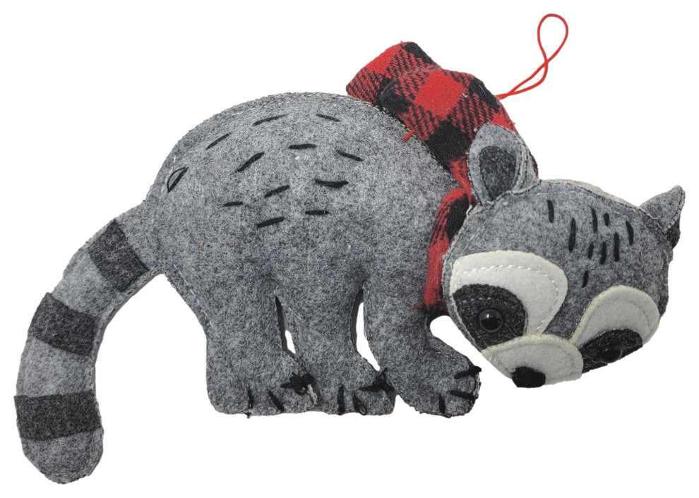 Cute Hand Crafted Plush Felt Ornament Woodland Animal 7 in Large, Raccoon