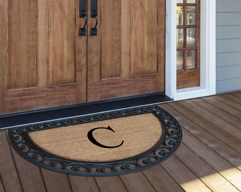 A1HC Half Round 30"x48" Double Door Monogrammed Doormat, C