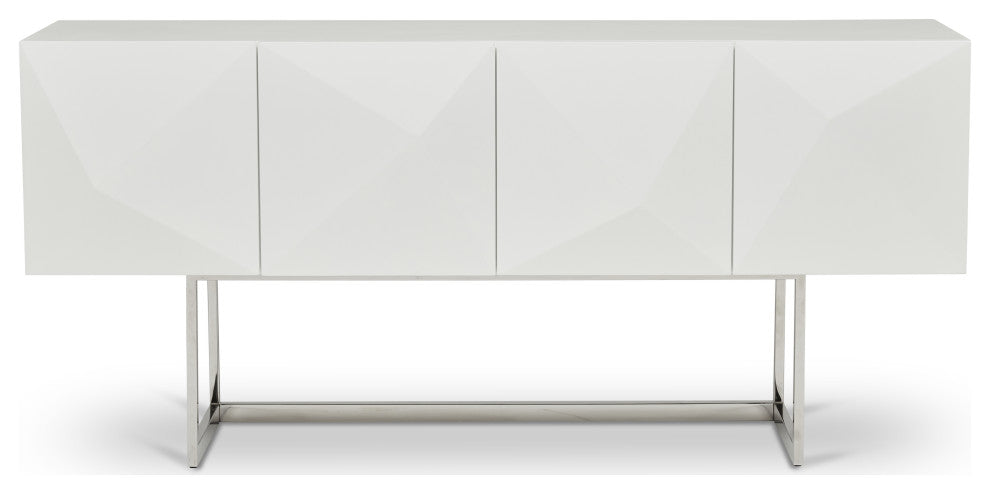 Cube Sideboard, High Gloss White, Stainless Steel