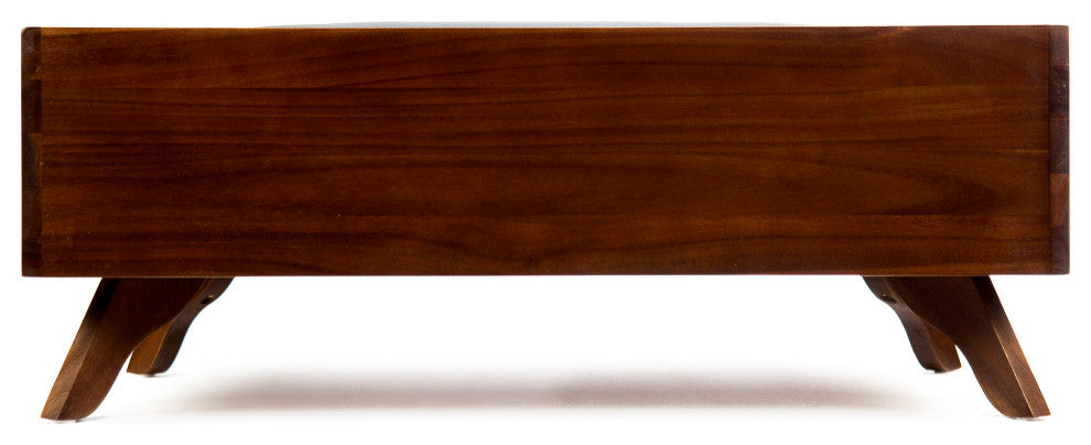 GDF Studio Dorel Mid Century Acacia Wood Dog Bed With Water Resistant Cushion