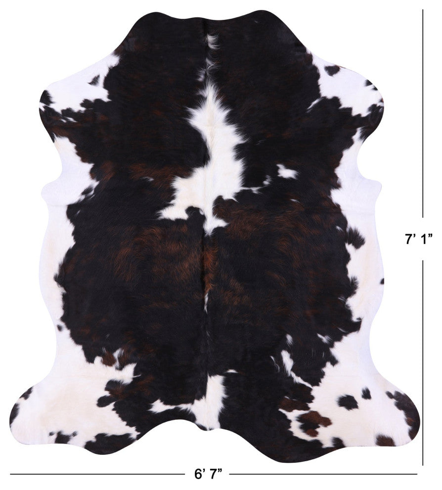 7' 1" X 6' 7" Tricolor Natural Cowhide Rug C2416