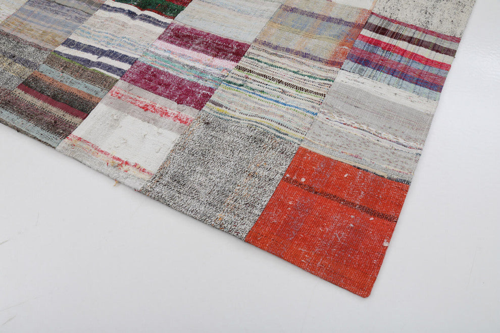 Rug N Carpet - Handmade Turkish 6' 11'' x 9' 10'' Rustic Patchwork Kilim Rug