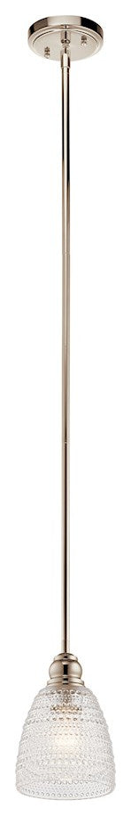 Kichler 44147PN One Light Mini Pendant, Polished Nickel Finish
