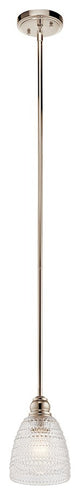 Kichler 44147PN One Light Mini Pendant, Polished Nickel Finish