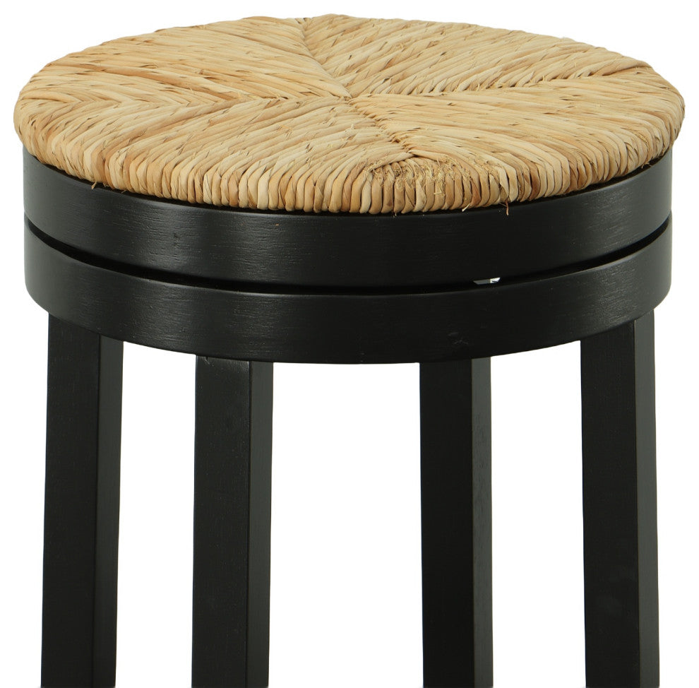 Irving 30" Swivel Rush Seat Bar Stool, Antique Black