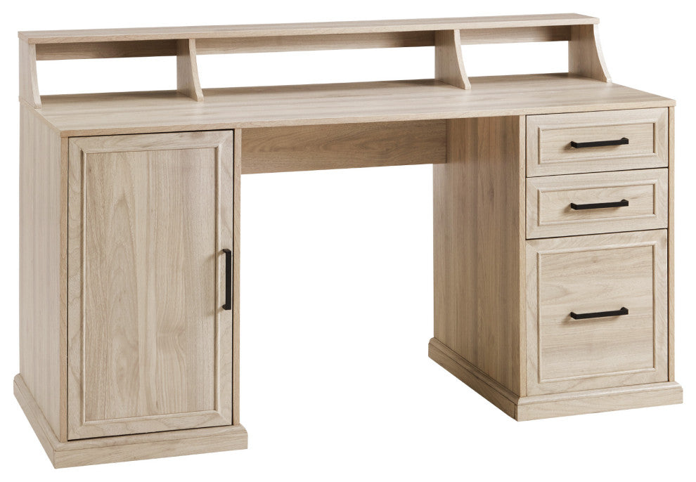 Gavin 58" 3 Drawer Computer Desk with Hutch - Birch