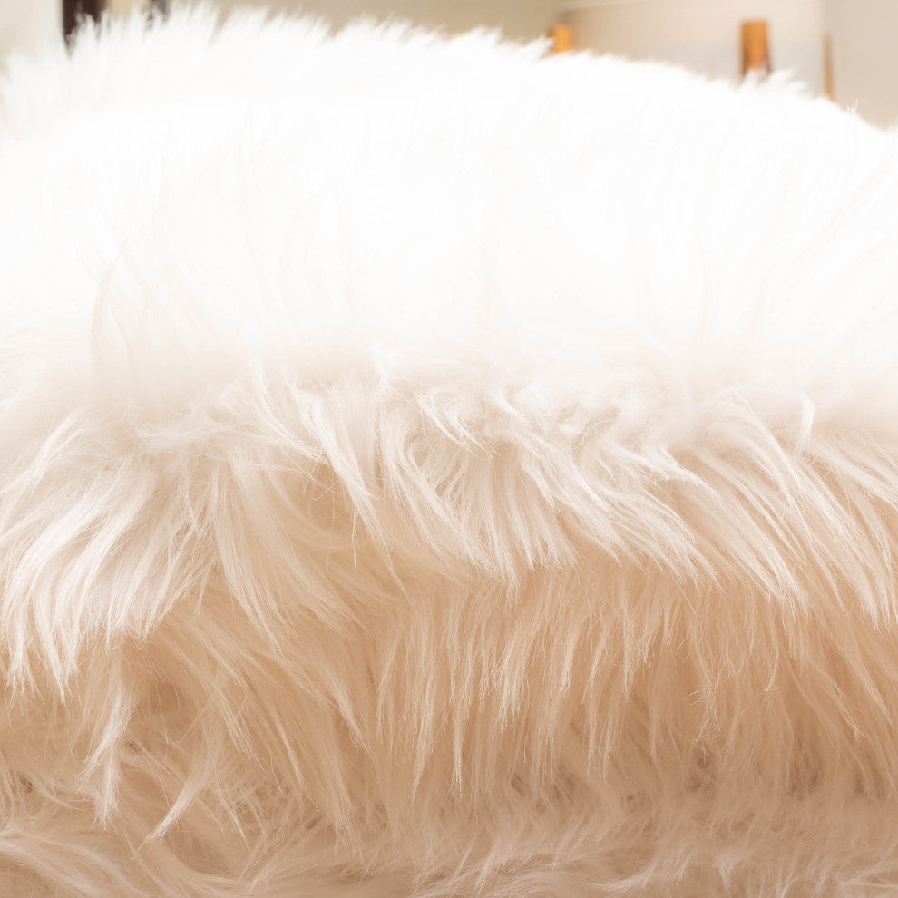 Plush and Soft Faux Sheepskin Fur Shag Area Rug, White, 4' X 6'