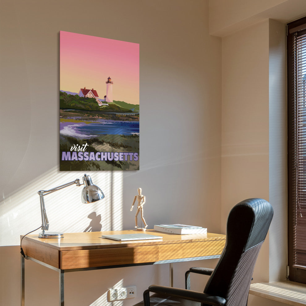 "Bicoastal Beauty" Frameless Floating Tempered Glass Panel Wall Art Set of 2