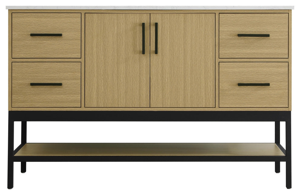 Home Living 54" Single Bathroom Vanity, Honey Brown