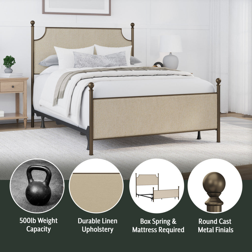 McArthur Metal and Upholstered Bed, Bronze, Queen